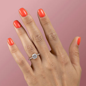 The Celine Set  With A 5 Carat Cushion 18K Rose Gold Moissanite