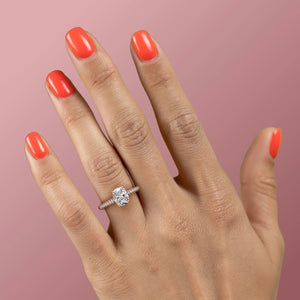 The Celine Set  With A 3 Carat E. Cushion 18K Rose Gold Moissanite