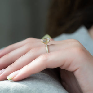 The Celine Set  With A 3 Carat Emerald 18K Yellow Gold Moissanite