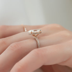 The Celine Set  With A 3 Carat Oval 14K Rose Gold Moissanite