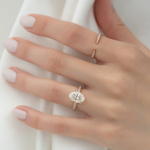 The Celine Set  With A 3 Carat Oval 14K Rose Gold Moissanite