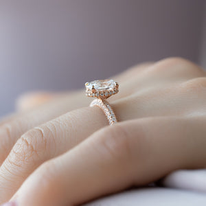 The Celine Set  With A 3 Carat Oval 14K Rose Gold Moissanite