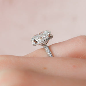 The Celine Set  With A 3 Carat Oval 14K White Gold Moissanite