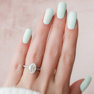 The Celine Set  With A 3 Carat Oval 14K White Gold Moissanite