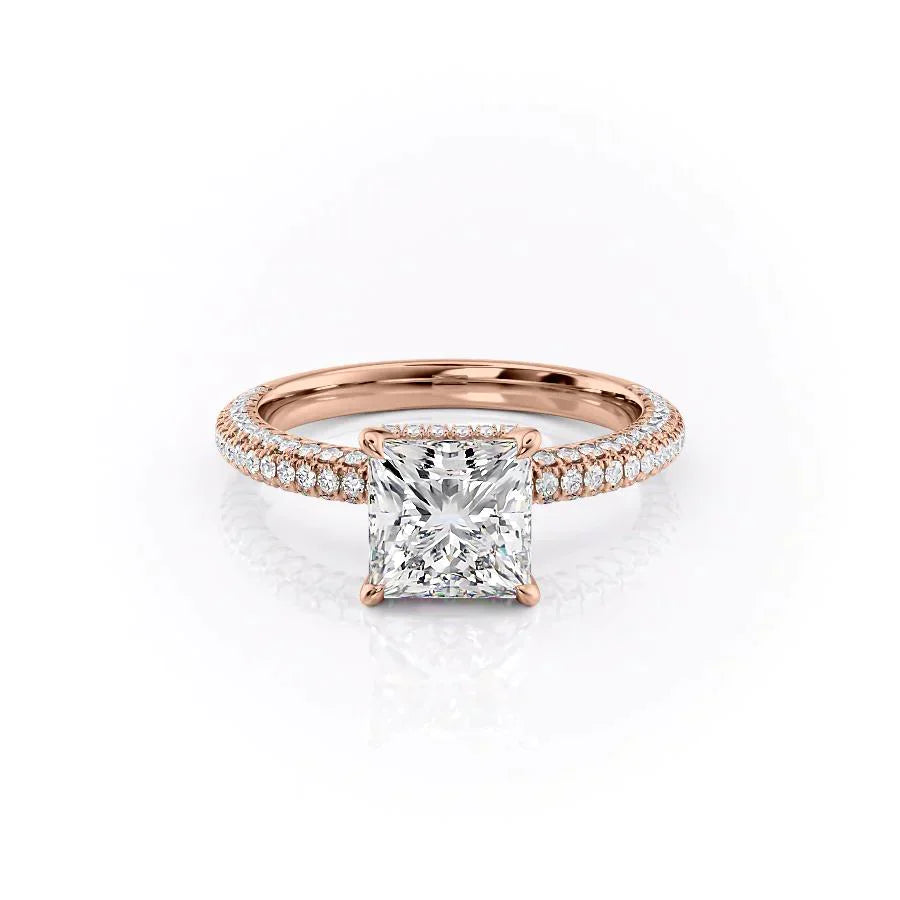 The Celine Set With A 1 Carat Princess 14K Rose Gold Lab Diamond