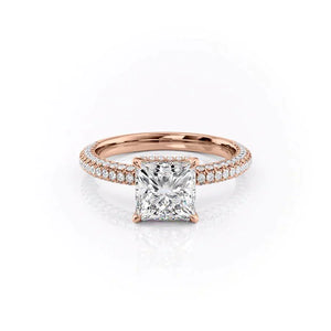 The Celine Set With A 2.5 Carat Princess 14K Rose Gold Lab Diamond