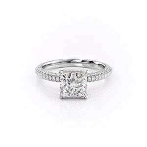 The Celine Set With A 2.5 Carat Princess 18K White Gold Lab Diamond
