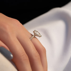 The Celine Set  With A 1 Carat Pear 18K Yellow Gold Moissanite