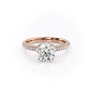 The Celine Set  With A 1.5 Carat Round 14K Rose Gold Moissanite