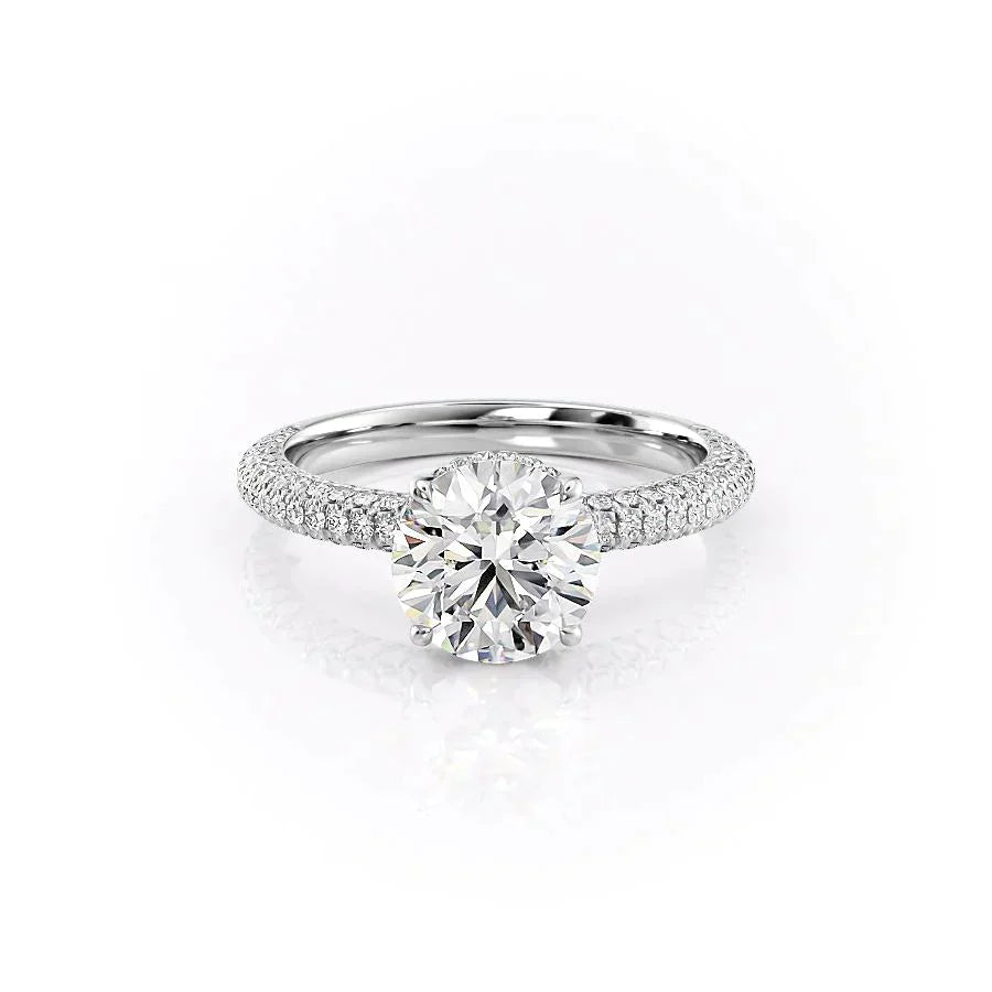 The Celine Set  With A 2 Carat Round 14K White Gold Moissanite