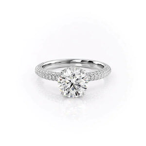 The Celine Set  With A 1.5 Carat Round 18K White Gold Moissanite