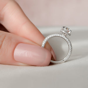 The Celine Set  With A 3 Carat Round 14K White Gold Moissanite