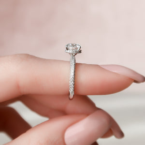 The Celine Set  With A 3 Carat Round 14K White Gold Moissanite
