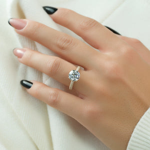 The Celine Set  With A 5 Carat Round 18K Yellow Gold Moissanite