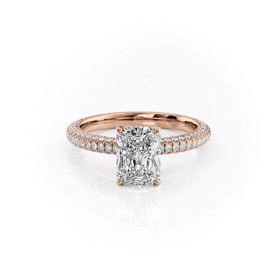 The Celine Set  With A 3.5 Carat Radiant 14K Rose Gold Moissanite