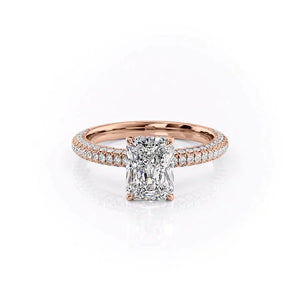 The Celine Set  With A 1 Carat Radiant 14K Rose Gold Moissanite