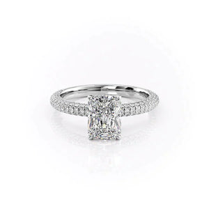 The Celine Set  With A 4.5 Carat Radiant 14K White Gold Moissanite