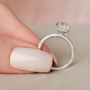 The Celine Set  With A 4 Carat Radiant 18K White Gold Moissanite