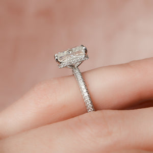 The Celine Set  With A 4 Carat Radiant 18K White Gold Moissanite