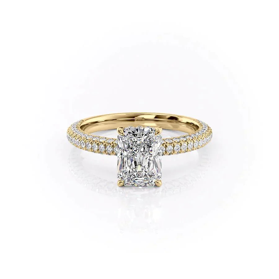 The Celine Set  With A 3.5 Carat Radiant 18K Yellow Gold Moissanite