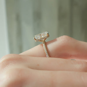 The Celine Set  With A 1.5 Carat Radiant 18K Yellow Gold Moissanite