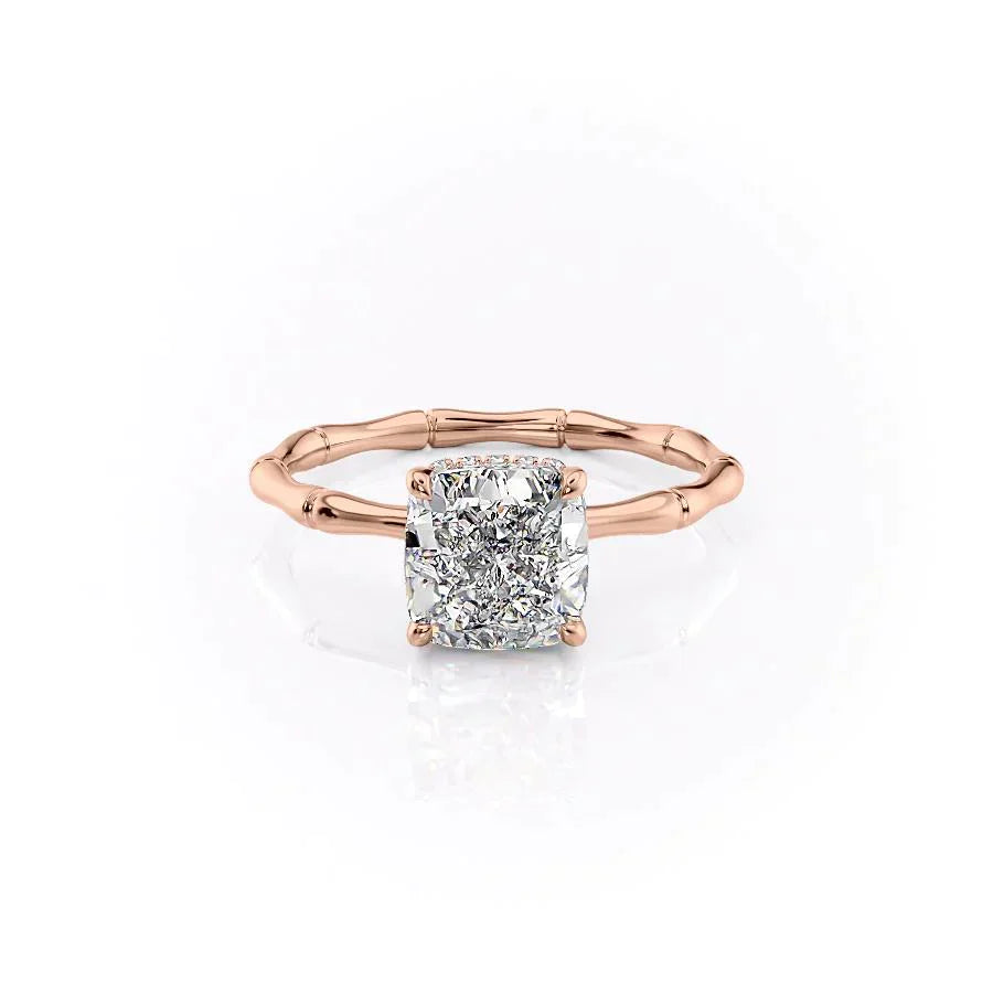 The Eve Set With A 3 Carat Cushion 14K Rose Gold Lab Diamond