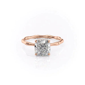 The Eve Set With A 1 Carat Cushion 14K Rose Gold Lab Diamond