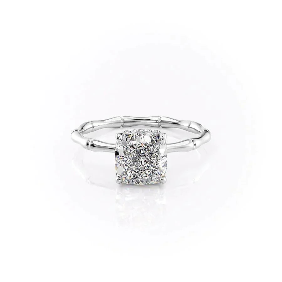 The Eve Set With A 2 Carat Cushion 18K White Gold Lab Diamond