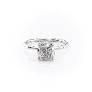 The Eve Set With A 1 Carat Cushion 18K White Gold Lab Diamond