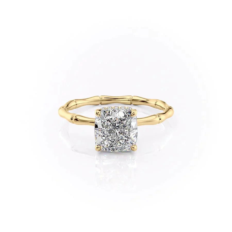 The Eve Set With A 2 Carat Cushion 18K Yellow Gold Lab Diamond