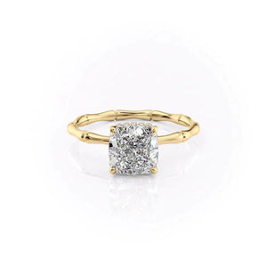 The Eve Set With A 2 Carat Cushion 18K Yellow Gold Lab Diamond