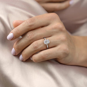 The Eve Set With A 1.5 Carat E. Cushion 14K White Gold Lab Diamond
