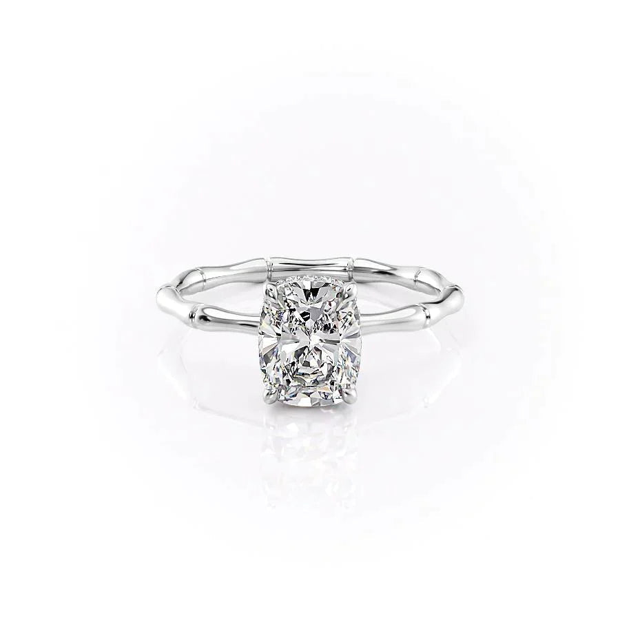 The Eve Set With A 1.5 Carat E. Cushion 14K White Gold Lab Diamond
