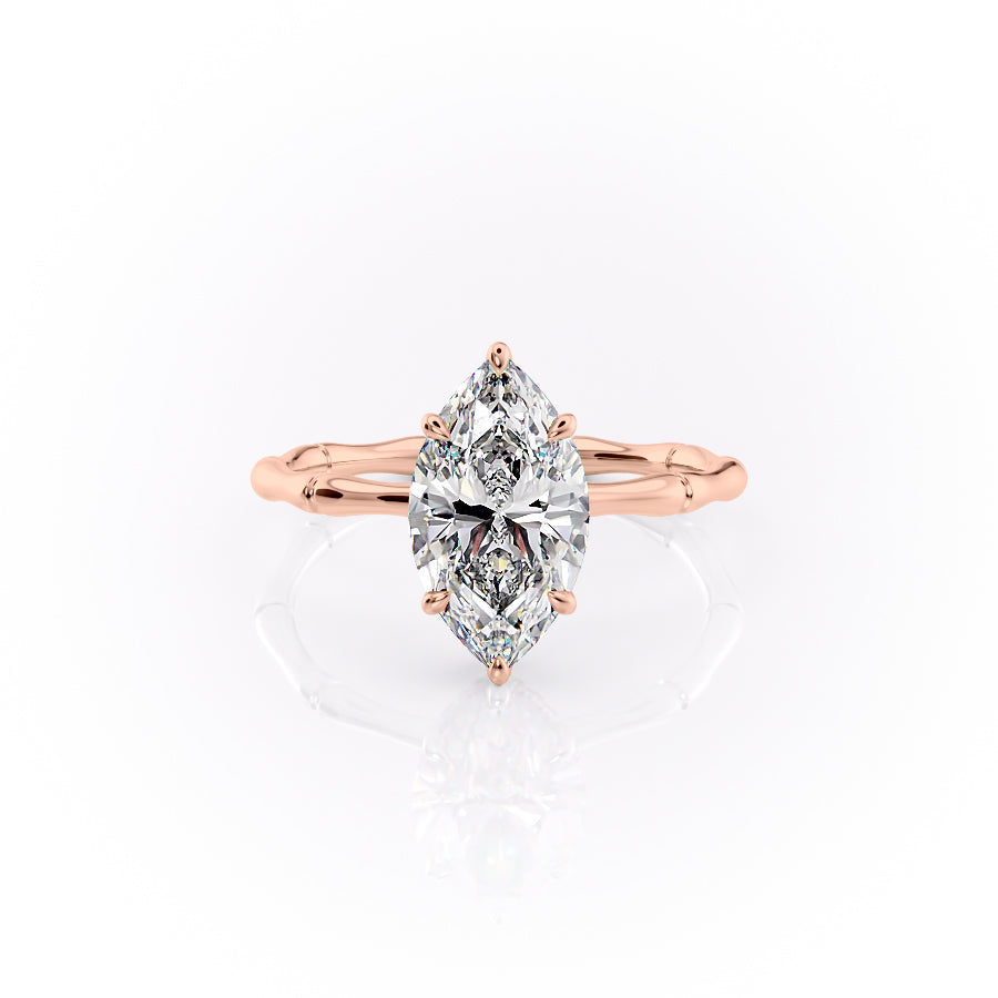 The Eve Set With A 1.5 Carat Marquise 14K Rose Gold Lab Diamond