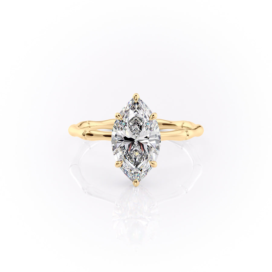 The Eve Set With A 2.5 Carat Marquise 18K Yellow Gold Lab Diamond