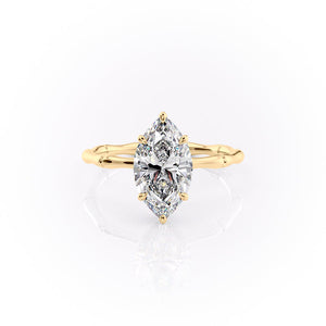The Eve Set With A 3 Carat Marquise 14K Yellow Gold Lab Diamond