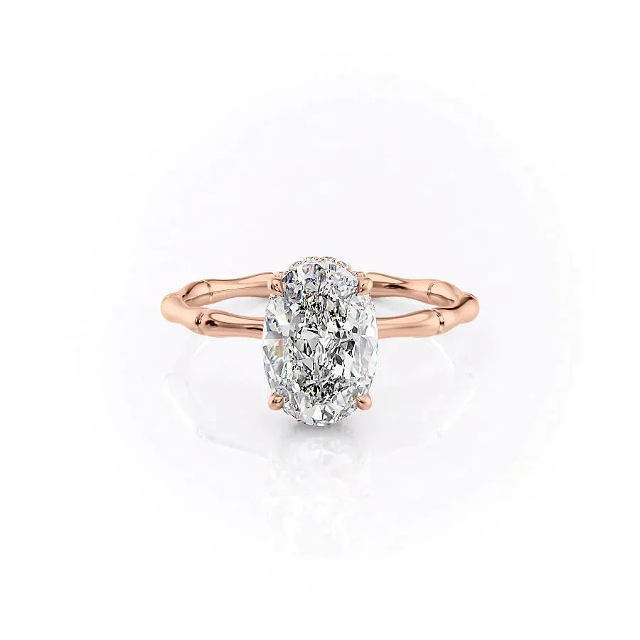 The Eve Set With A 1.5 Carat Oval 14K Rose Gold Lab Diamond