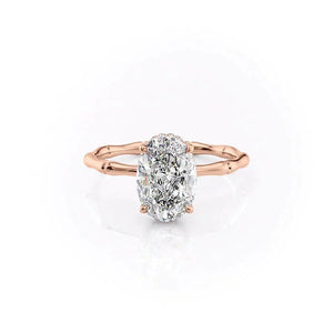 The Eve Set With A 1.5 Carat Oval 14K Rose Gold Lab Diamond