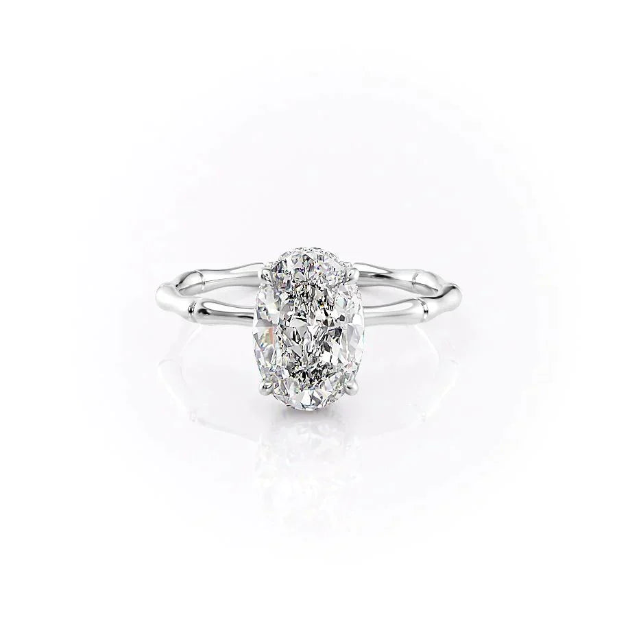 The Eve Set With A 2.5 Carat Oval 18K White Gold Lab Diamond