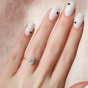The Eve Set With A 3 Carat Oval 18K White Gold Lab Diamond