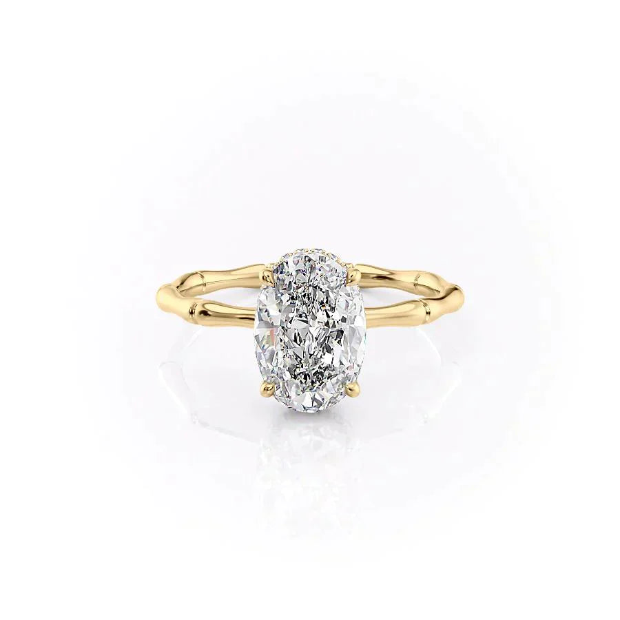 The Eve Set With A 3 Carat Oval 18K Yellow Gold Lab Diamond