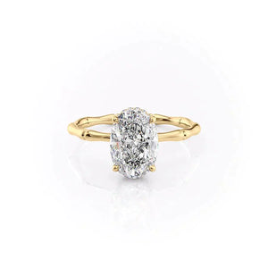 The Eve Set With A 3 Carat Oval 18K Yellow Gold Lab Diamond