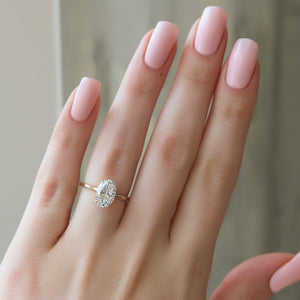 The Eve Set With A 3 Carat Oval 14K Yellow Gold Lab Diamond