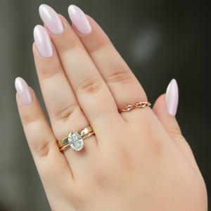 The Eve Set With A 3 Carat Oval 14K Yellow Gold Lab Diamond