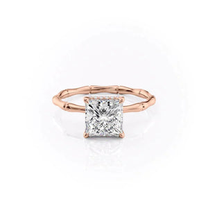 The Eve Set With A 1 Carat Princess 18K Rose Gold Lab Diamond