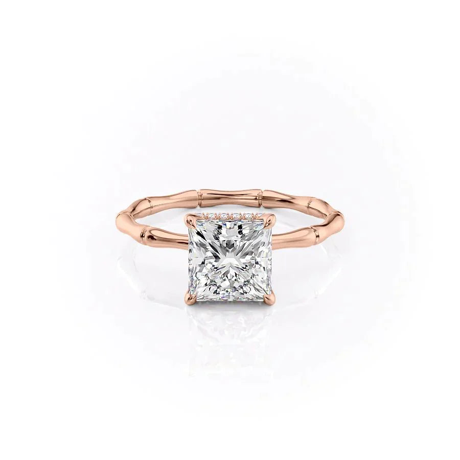 The Eve Set With A 2.5 Carat Princess 14K Rose Gold Lab Diamond