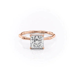 The Eve Set With A 2.5 Carat Princess 14K Rose Gold Lab Diamond