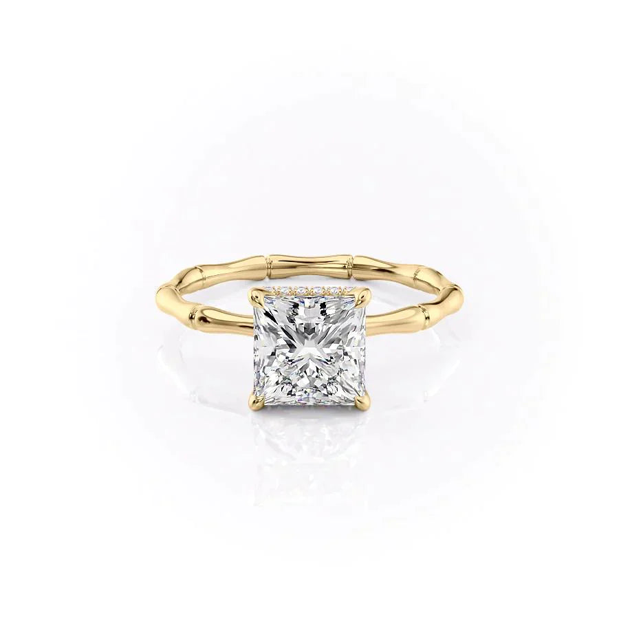 The Eve Set With A 1.5 Carat Princess 18K Yellow Gold Lab Diamond