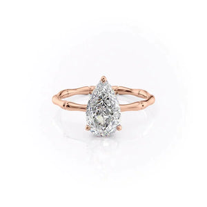 The Eve Set With A 2.5 Carat Pear 14K Rose Gold Lab Diamond