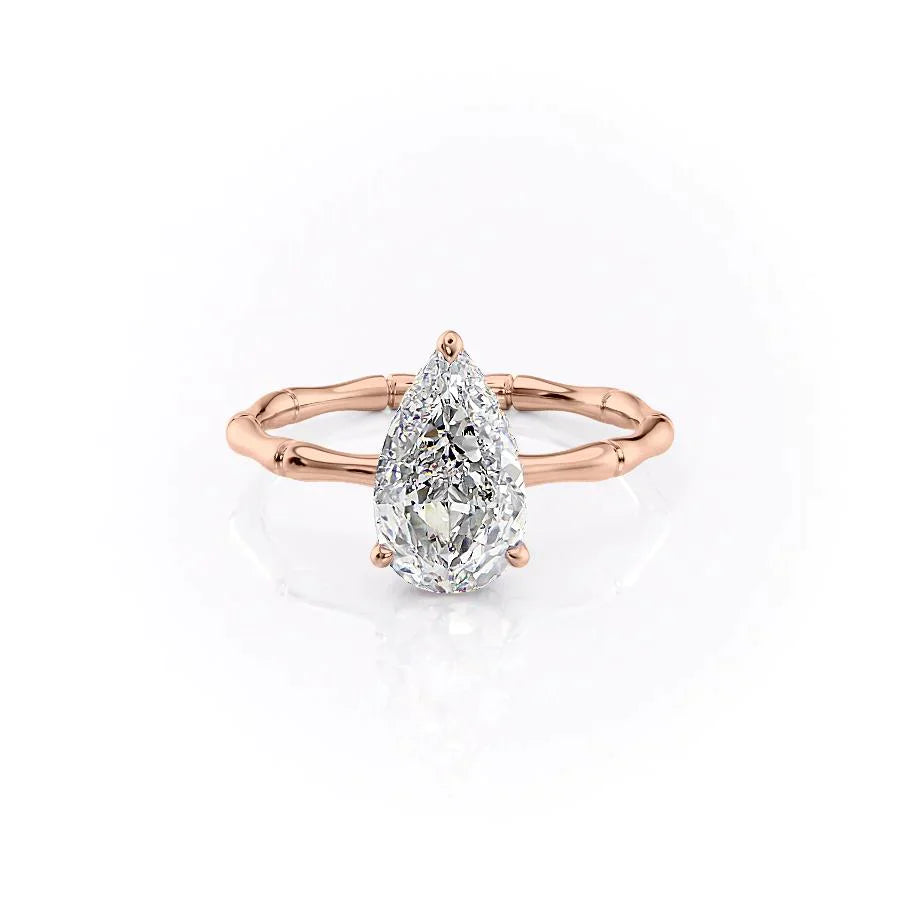 The Eve Set With A 1 Carat Pear 14K Rose Gold Lab Diamond